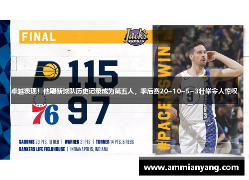 卓越表现！他刷新球队历史记录成为第五人，季后赛20+10+5+3壮举令人惊叹